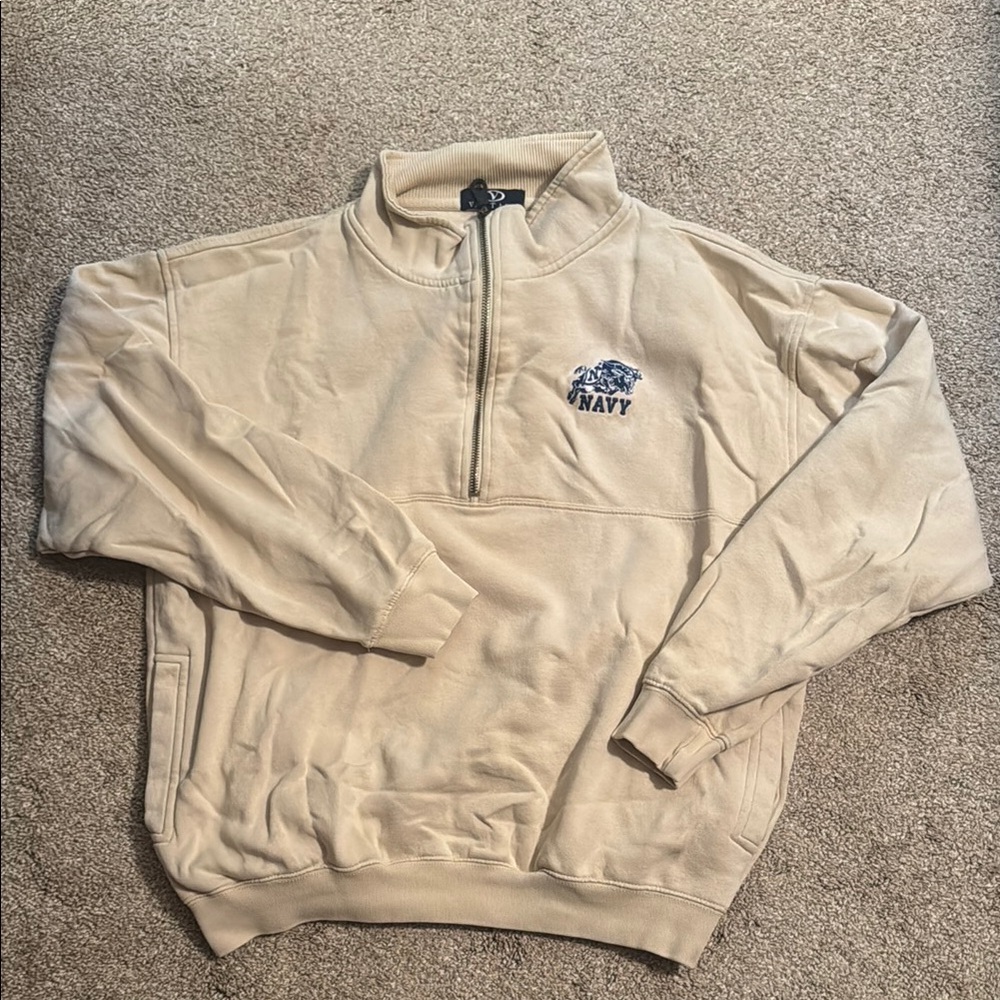 Beige Unisex NAVY Sweatshirt - size S